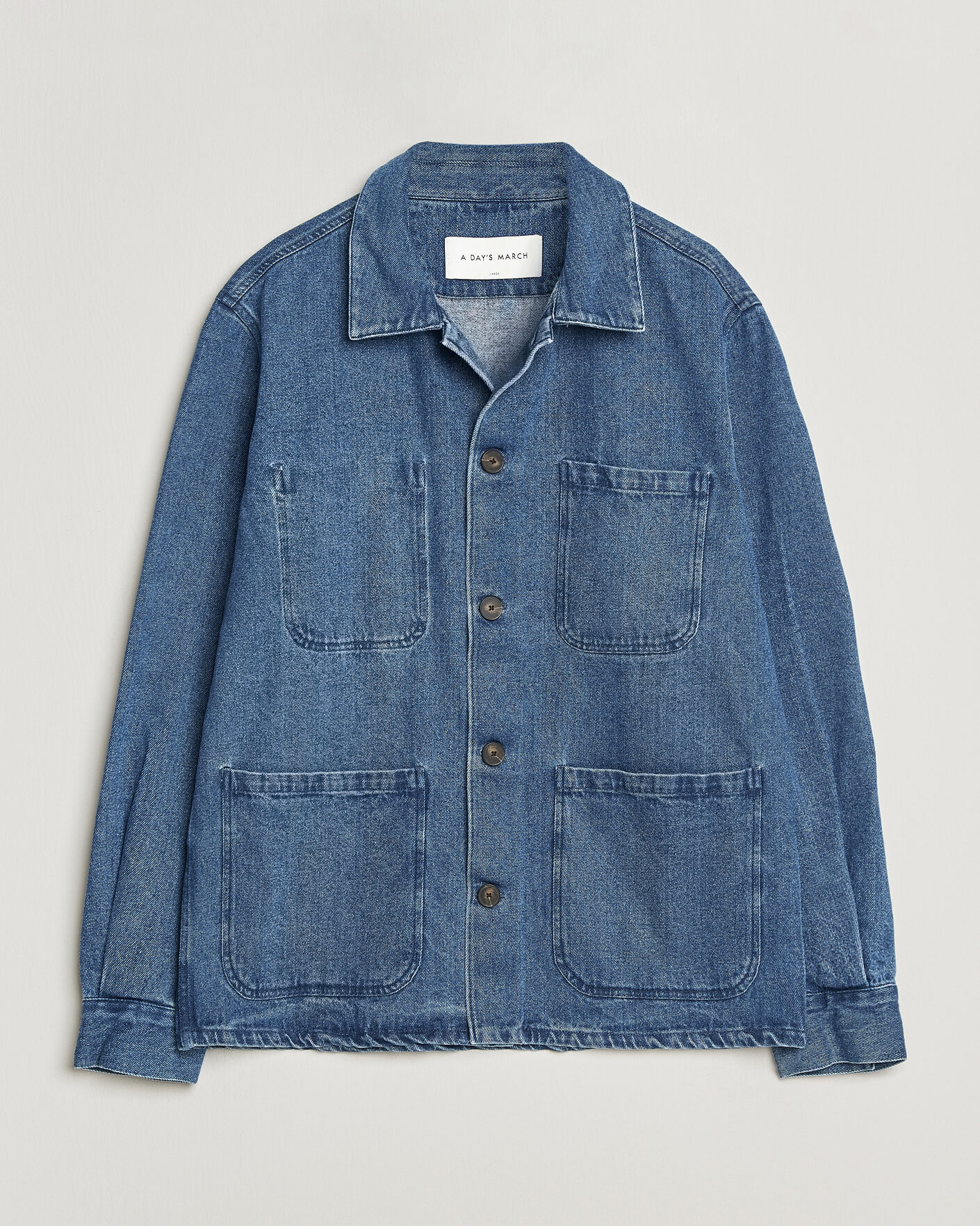 Herr | Skjortor | A Day's March | Algot Denim Overshirt Washed Blue