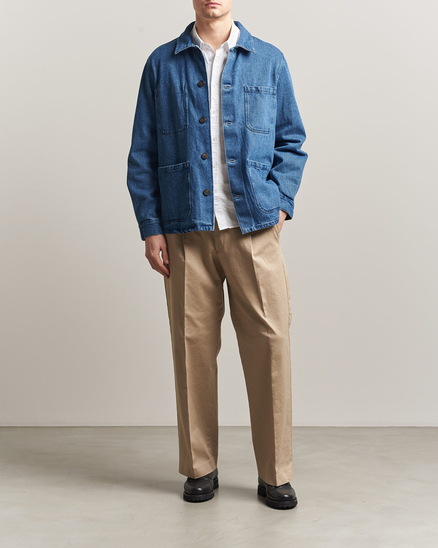 Herr | Skjortor | A Day's March | Algot Denim Overshirt Washed Blue