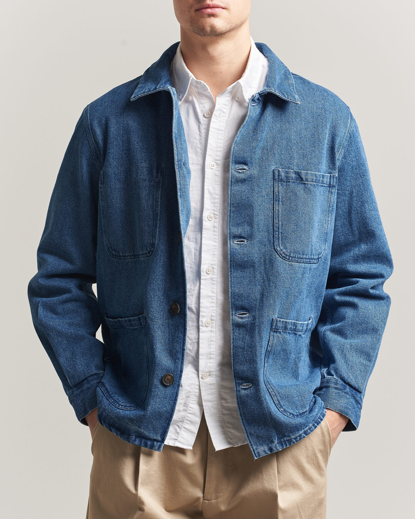 Herr | Skjortor | A Day's March | Algot Denim Overshirt Washed Blue