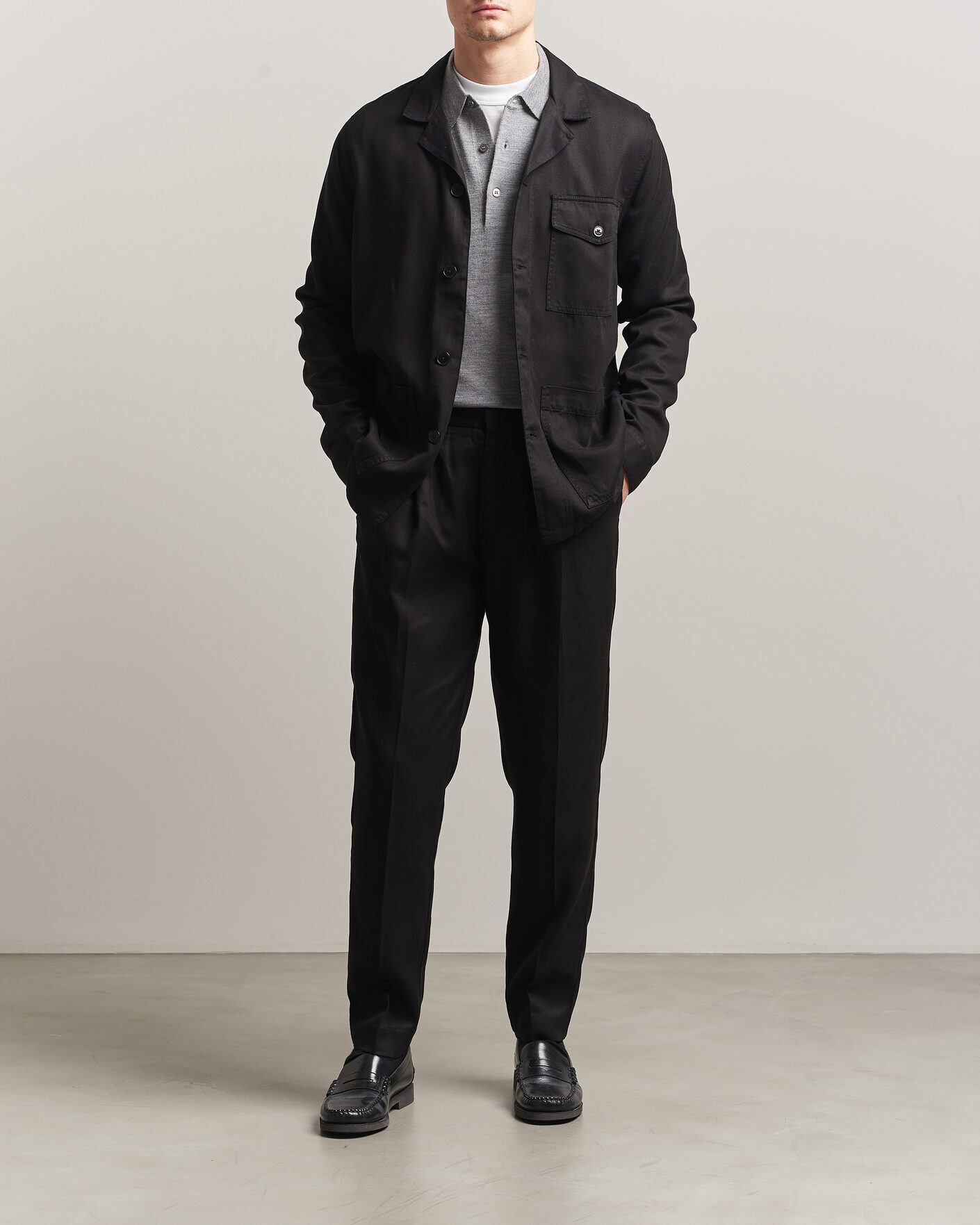 Herr | Skjortor | A Day's March | Banagher Lyocell Overshirt Black
