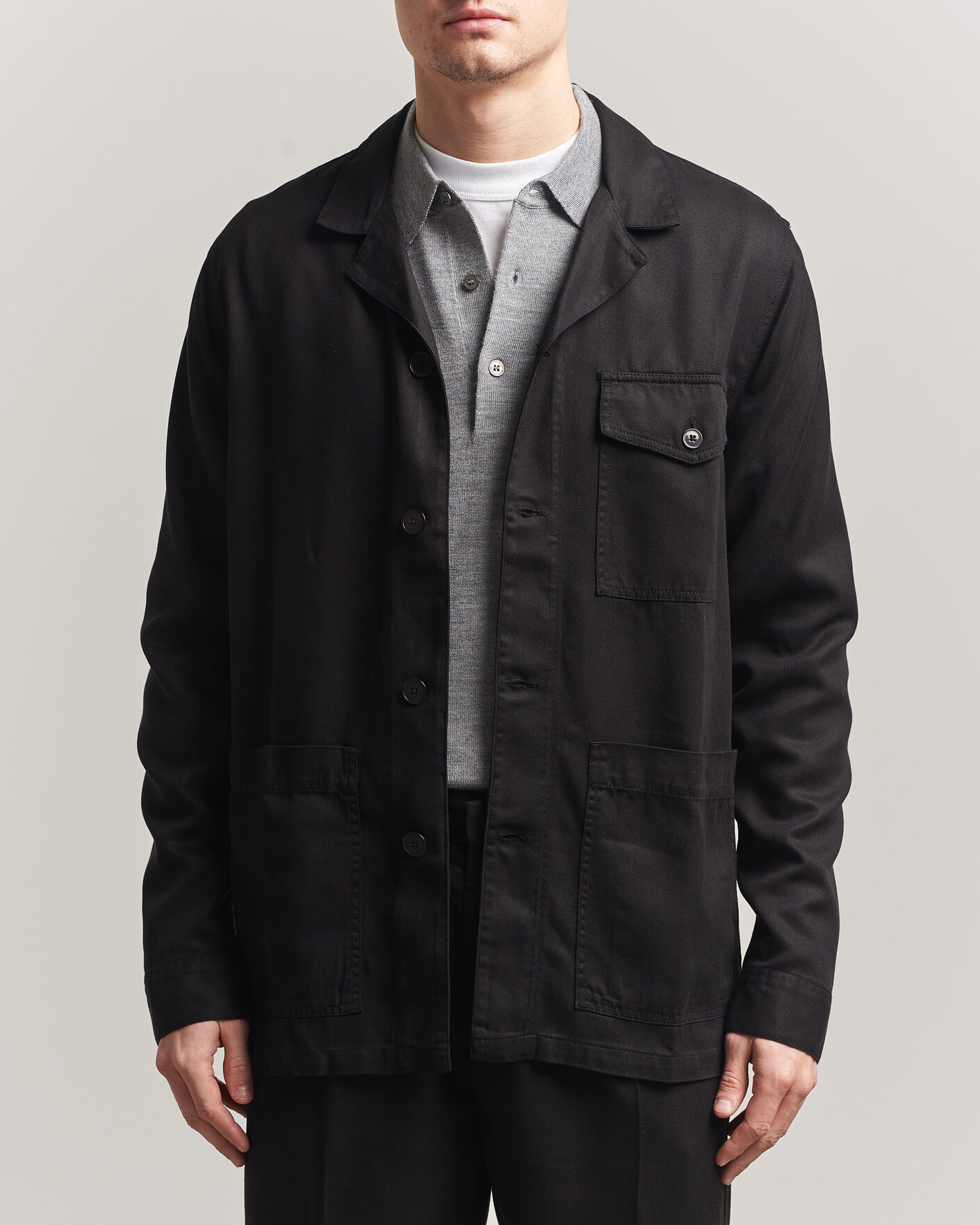 Herr | Skjortor | A Day's March | Banagher Lyocell Overshirt Black