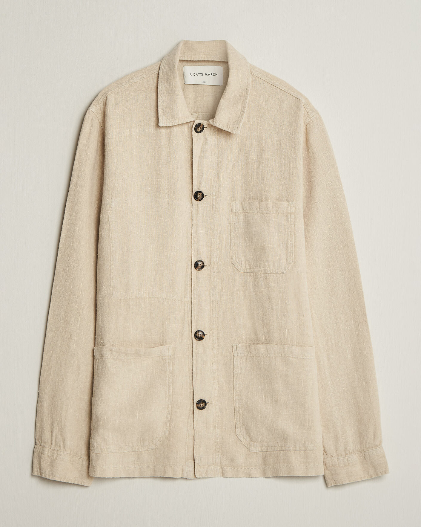 Herr | Skjortor | A Day's March | Original Linen Overshirt Oyster