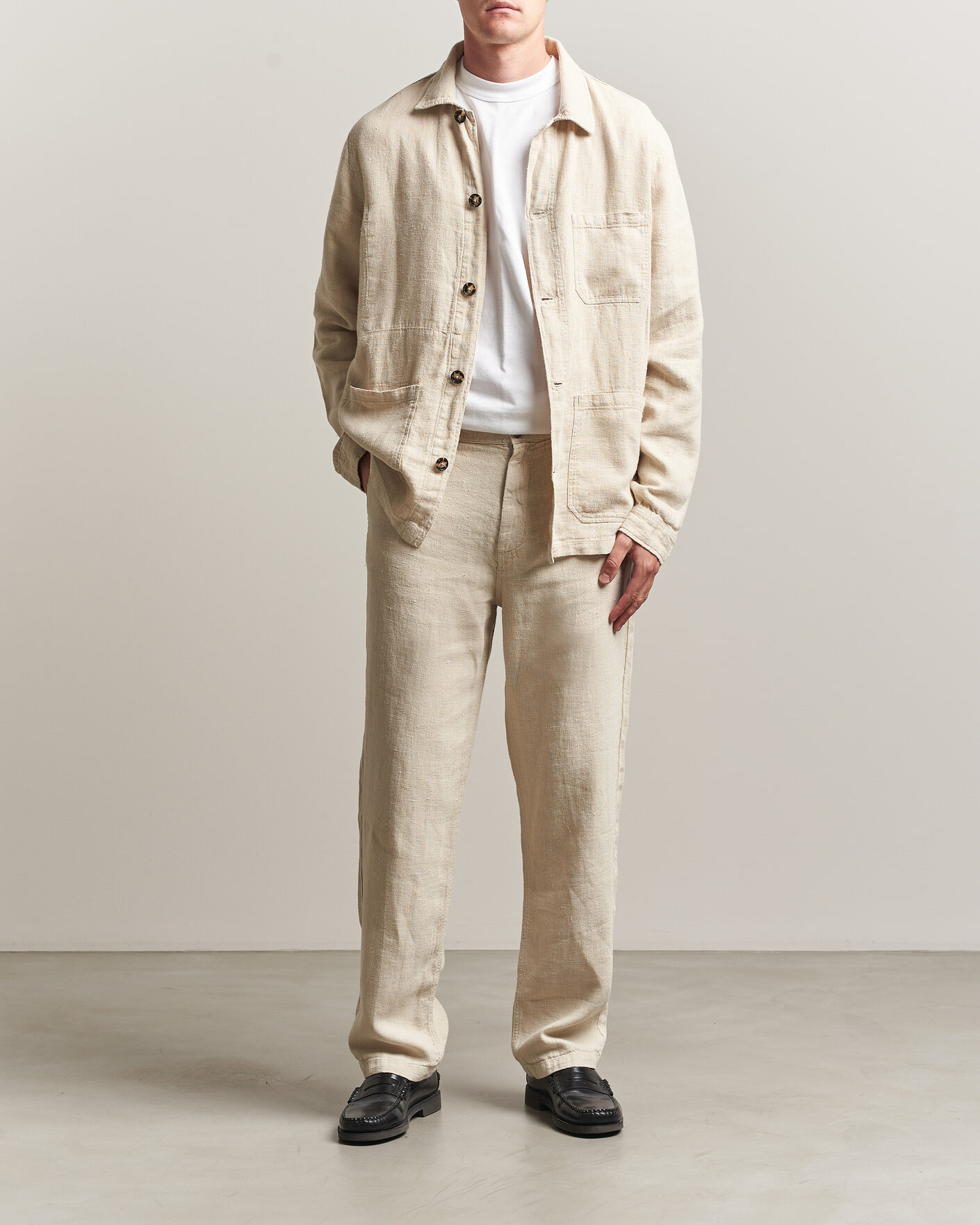 Herr | Skjortor | A Day's March | Original Linen Overshirt Oyster