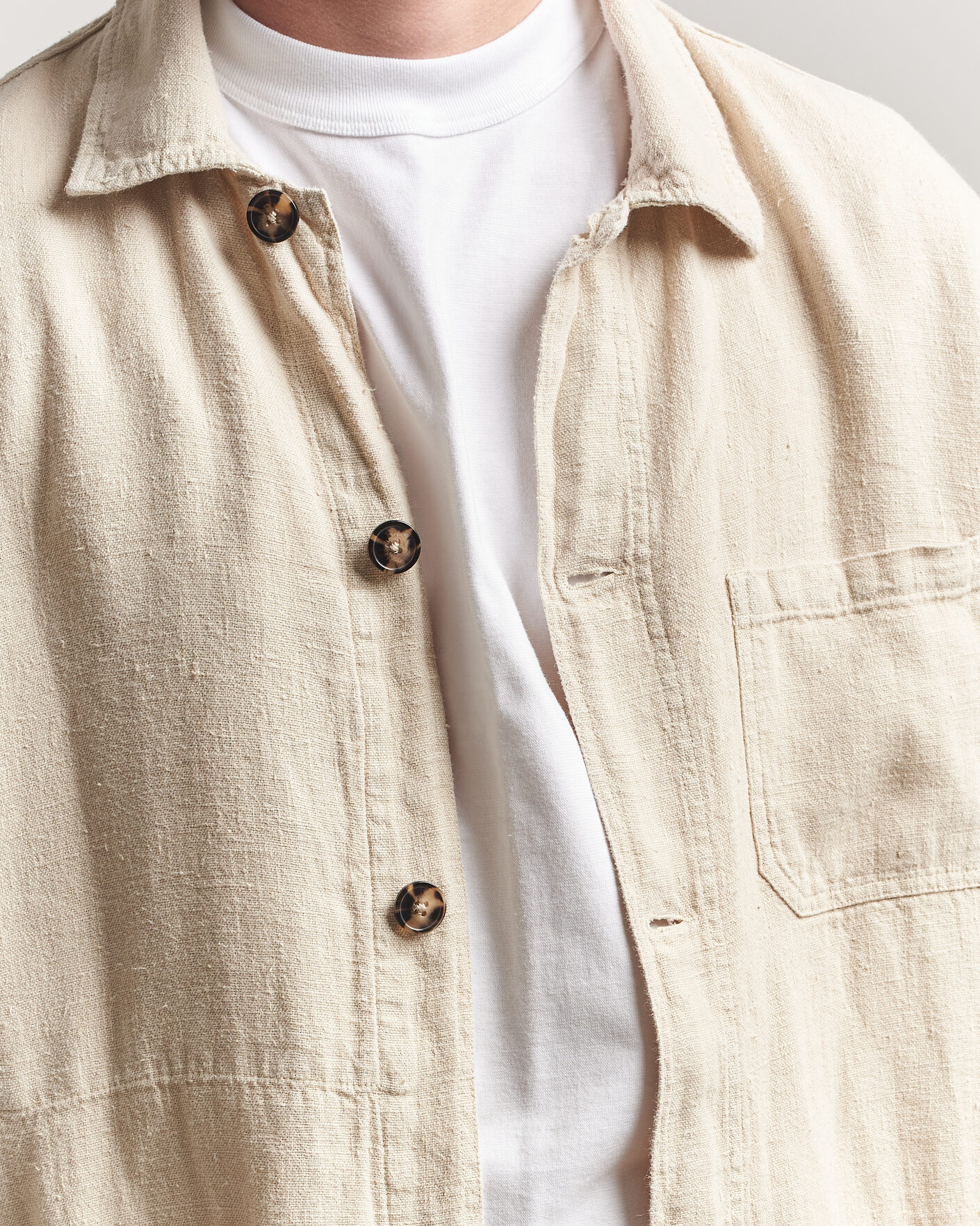 Herr | Skjortor | A Day's March | Original Linen Overshirt Oyster