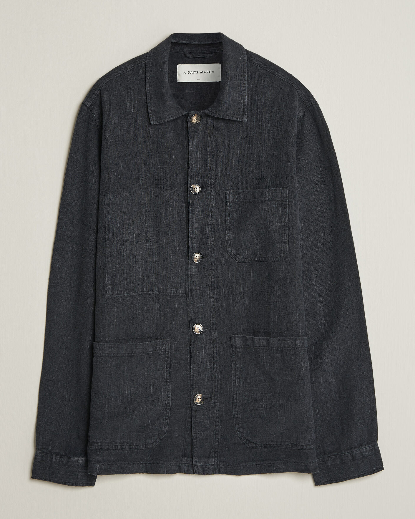 Herr | Skjortor | A Day's March | Original Linen Overshirt Black