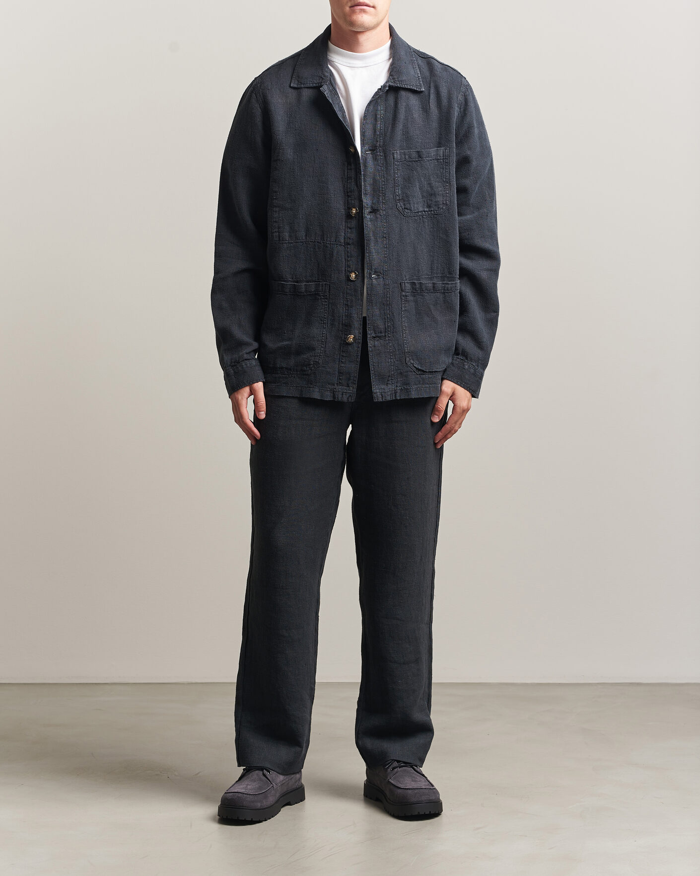 Herr | Skjortor | A Day's March | Original Linen Overshirt Black