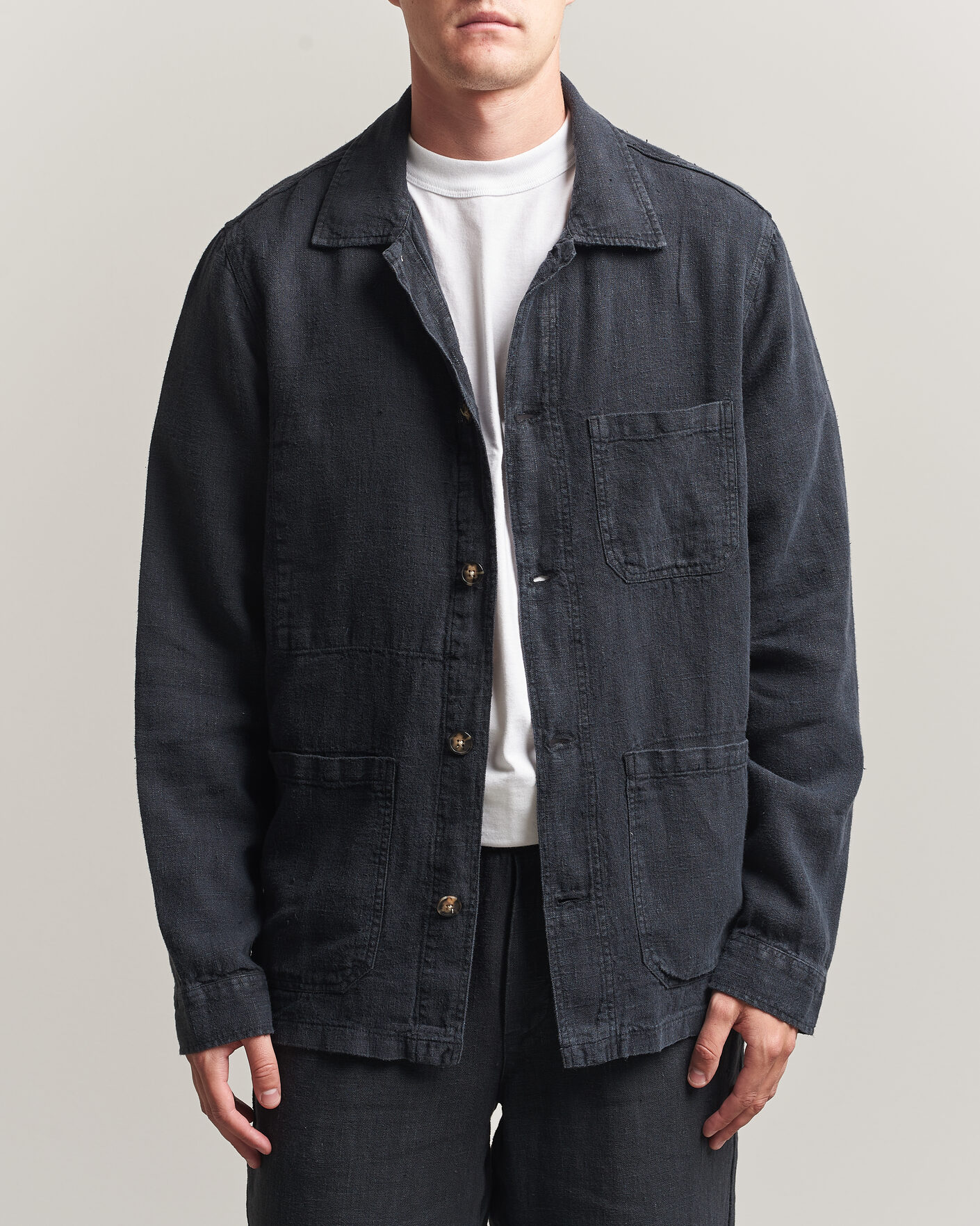 Herr | Skjortor | A Day's March | Original Linen Overshirt Black