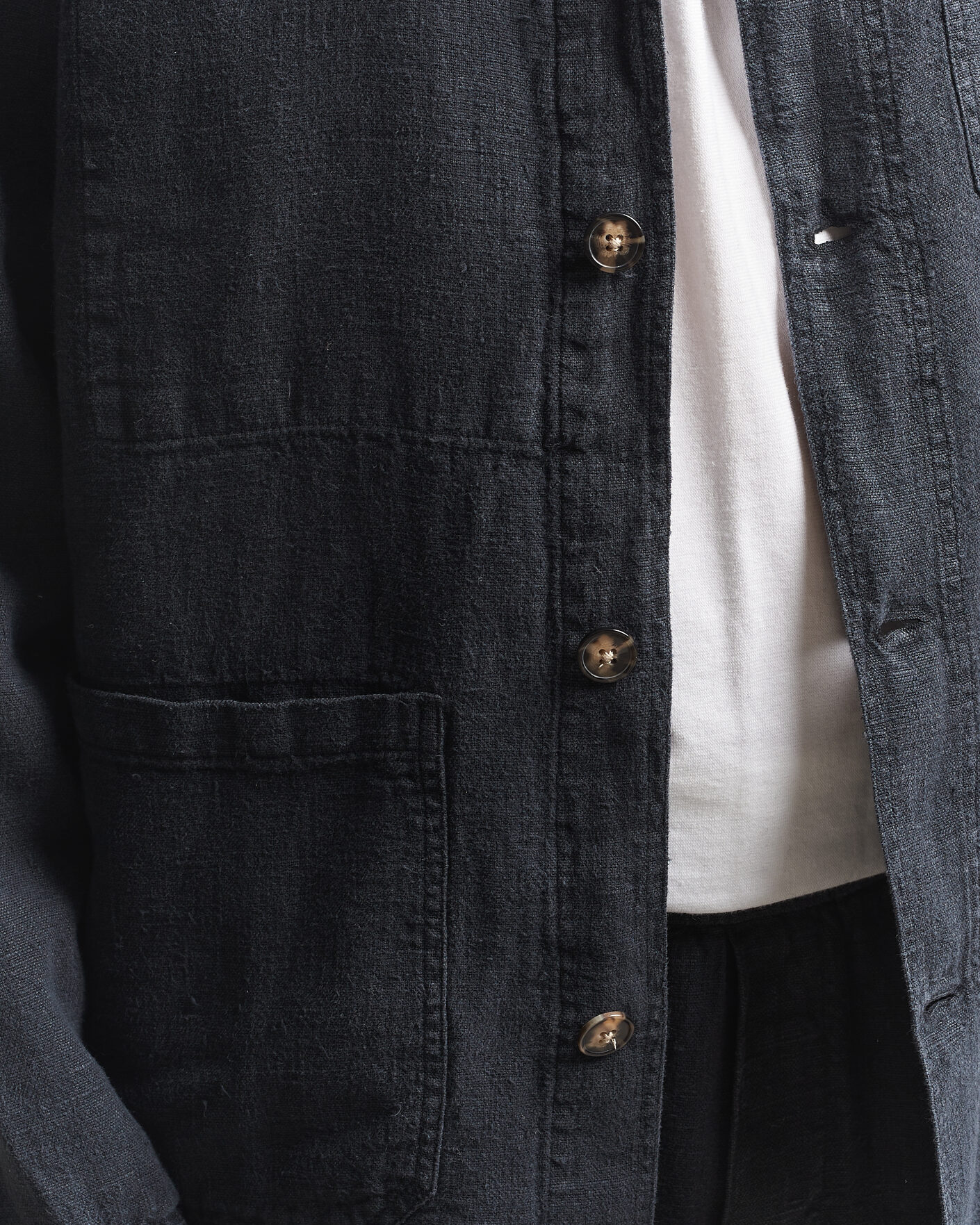 Herr | Skjortor | A Day's March | Original Linen Overshirt Black