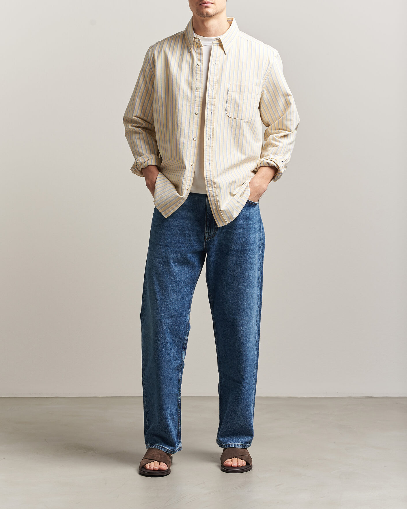 Herr | Skjortor | A Day's March | Original Oxford Shirt Yellow Multi