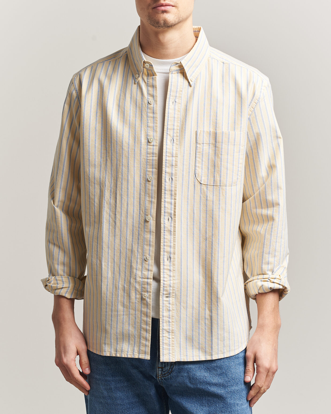 Herr | Skjortor | A Day's March | Original Oxford Shirt Yellow Multi
