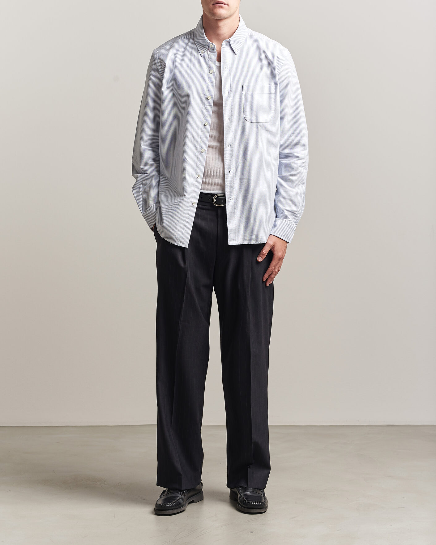 Herr | Skjortor | A Day's March | Original Oxford Shirt Blue/White