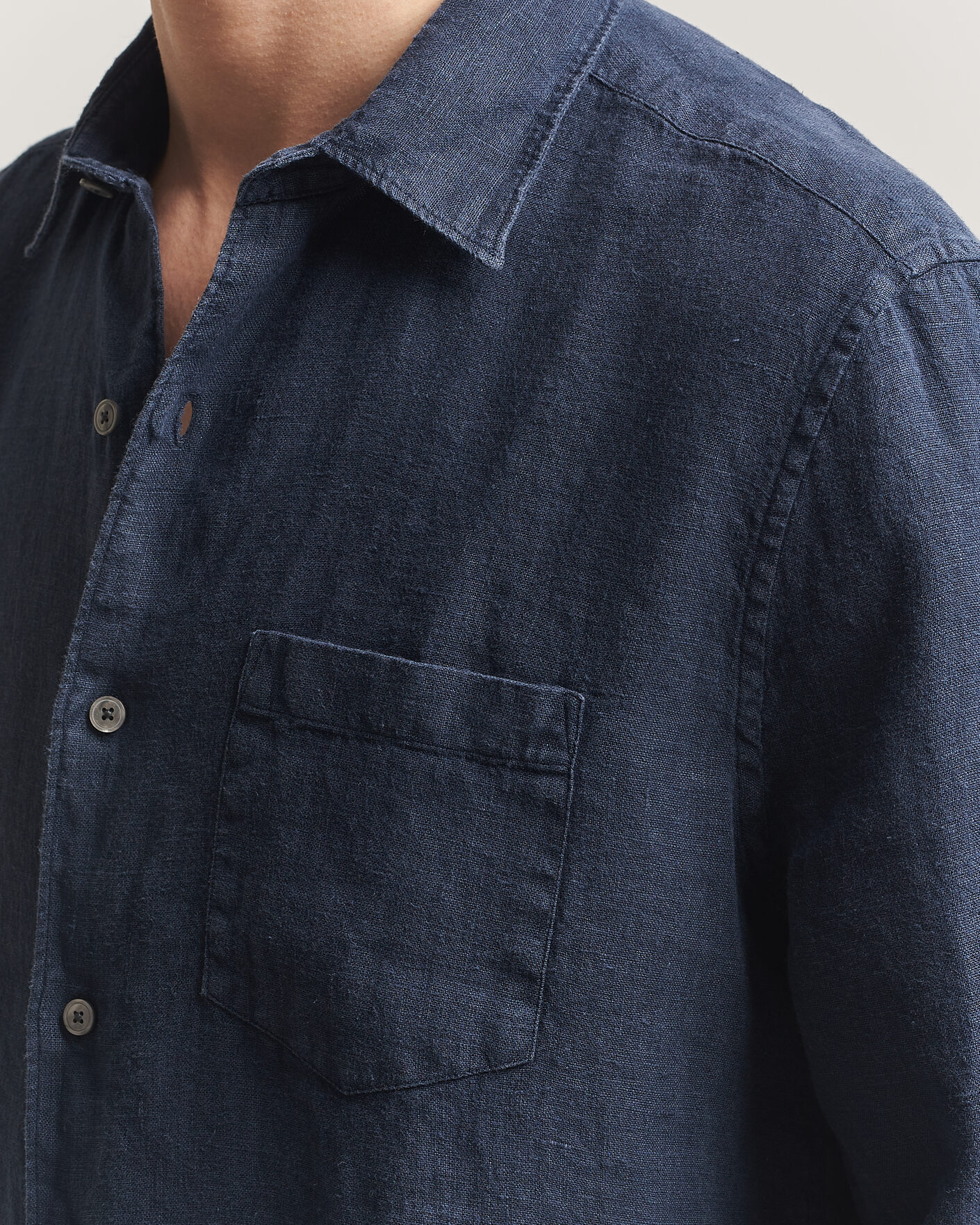 Herr | Skjortor | A Day's March | Daintree Linen Shirt Navy