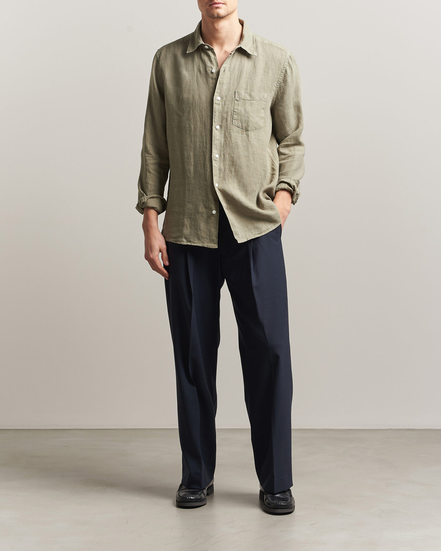 Herr | Skjortor | A Day's March | Daintree Linen Shirt Misty Green
