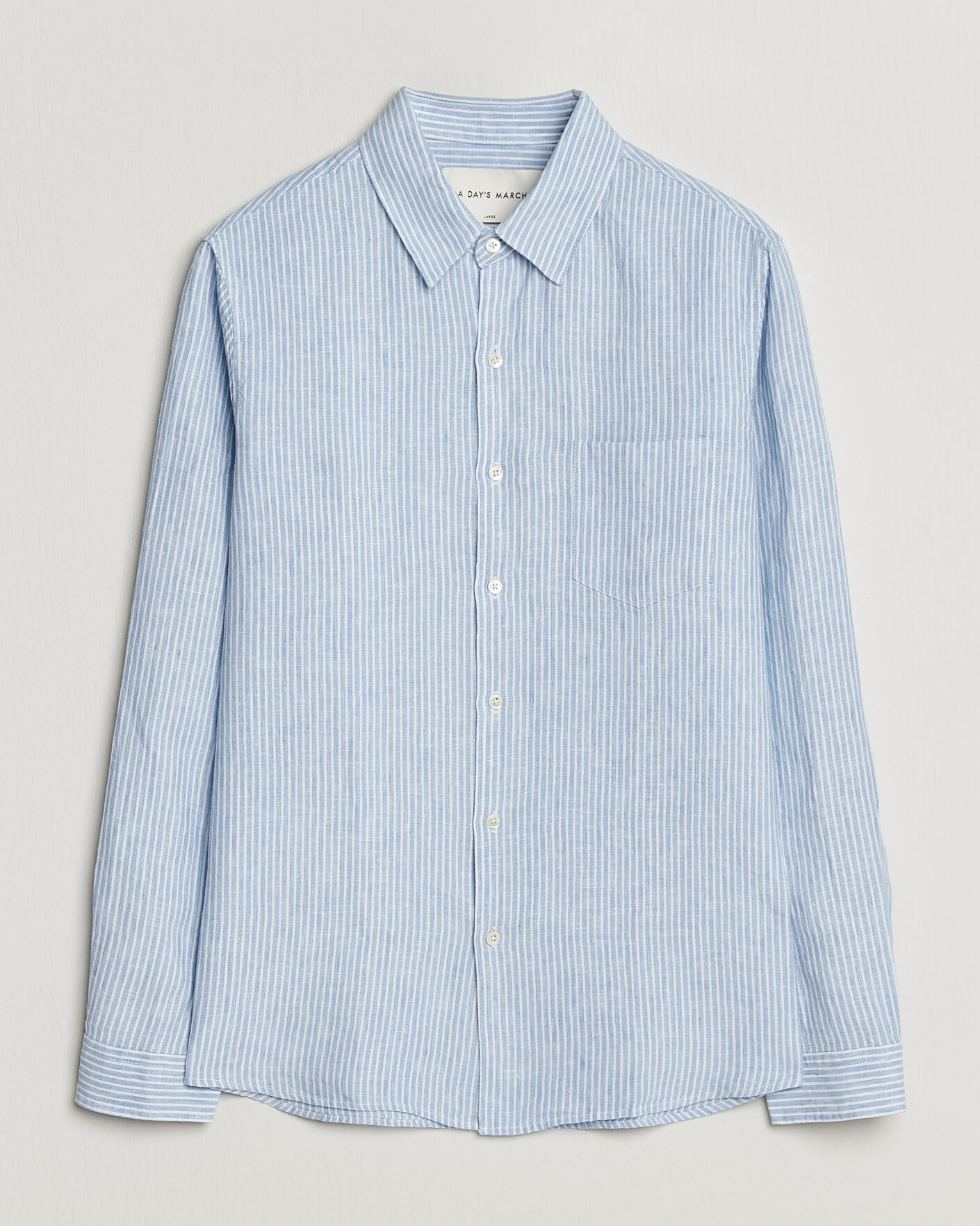 Herr | Skjortor | A Day's March | Daintree Striped Linen Shirt Light Blue/White