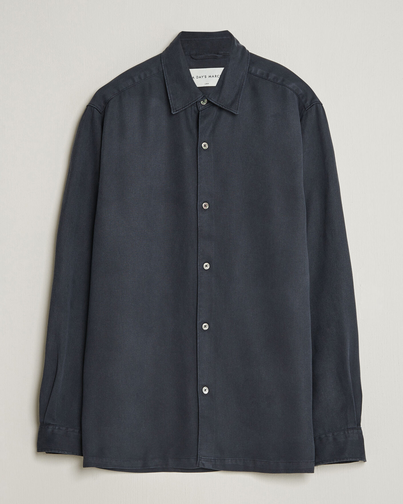 Herr | Skjortor | A Day's March | Clean Cut Lyocell Shirt Navy