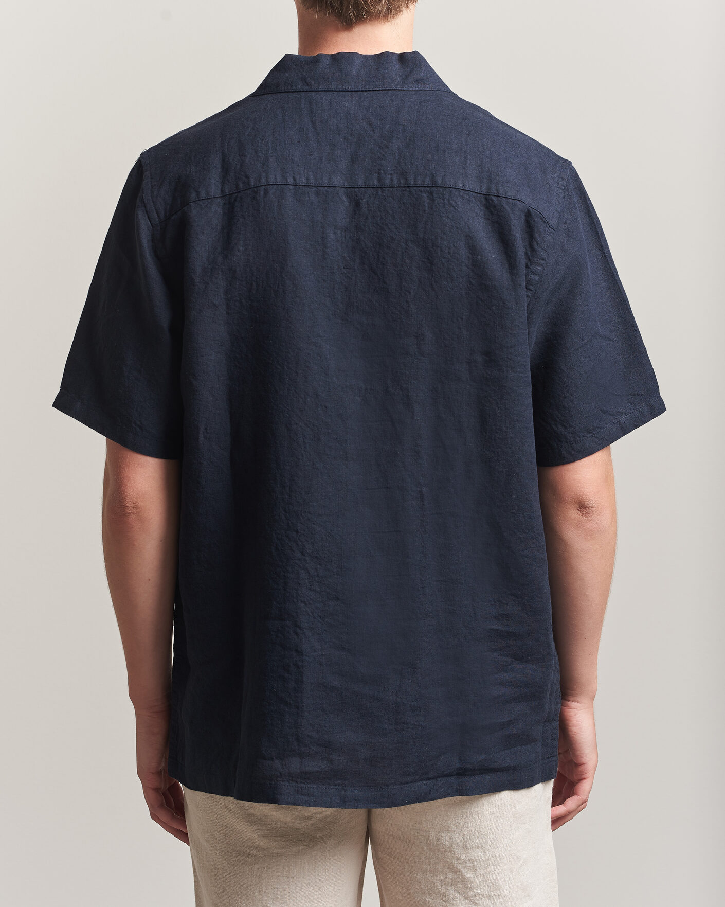 Herr | Skjortor | A Day's March | Yamu Linen Short Sleeve Shirt Navy