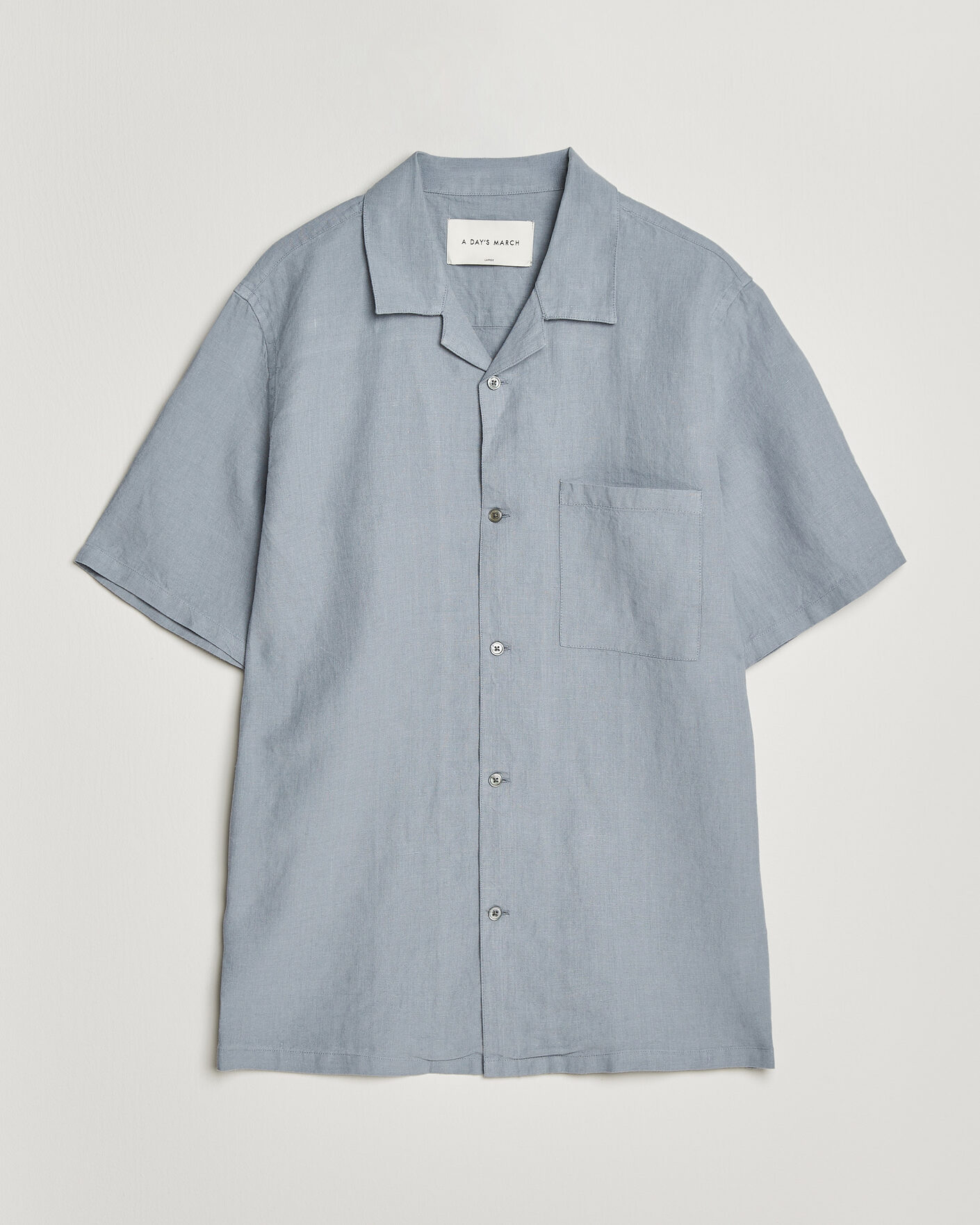 Herr | Skjortor | A Day's March | Yamu Linen Short Sleeve Shirt Rock Blue