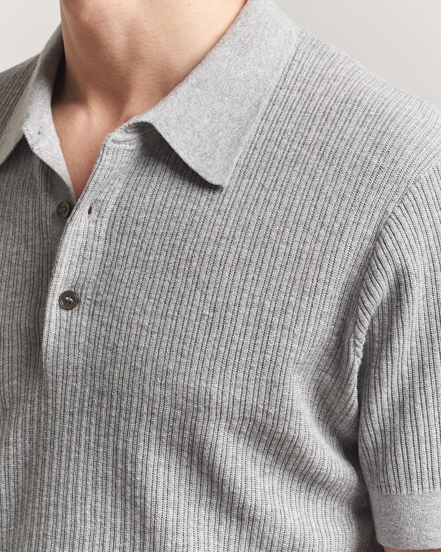 Herr | Pikéer | A Day's March | Aspen Structured Knitted Polo Grey
