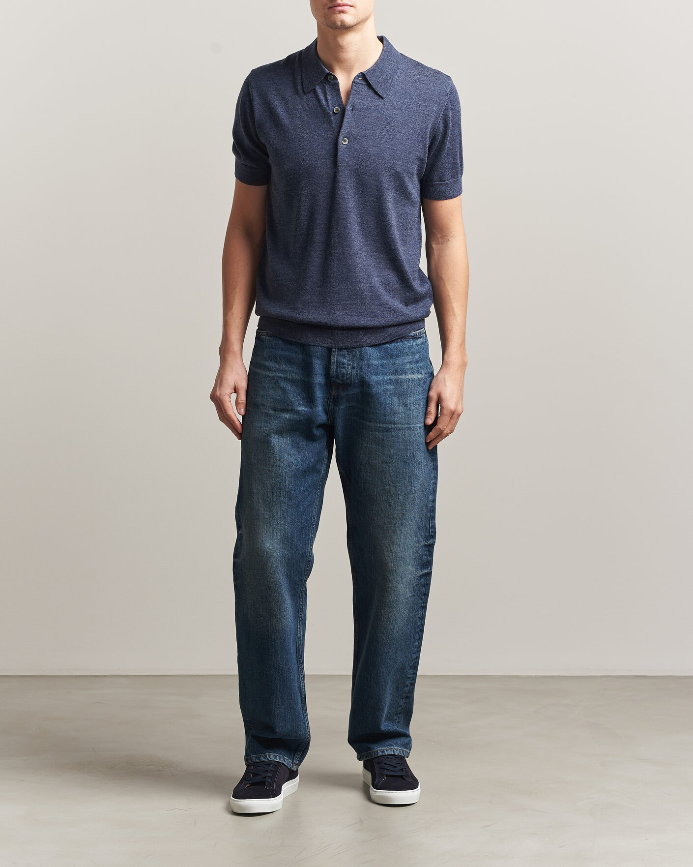 Herr | Pikéer | A Day's March | Rosehall Knitted Polo Storm Blue