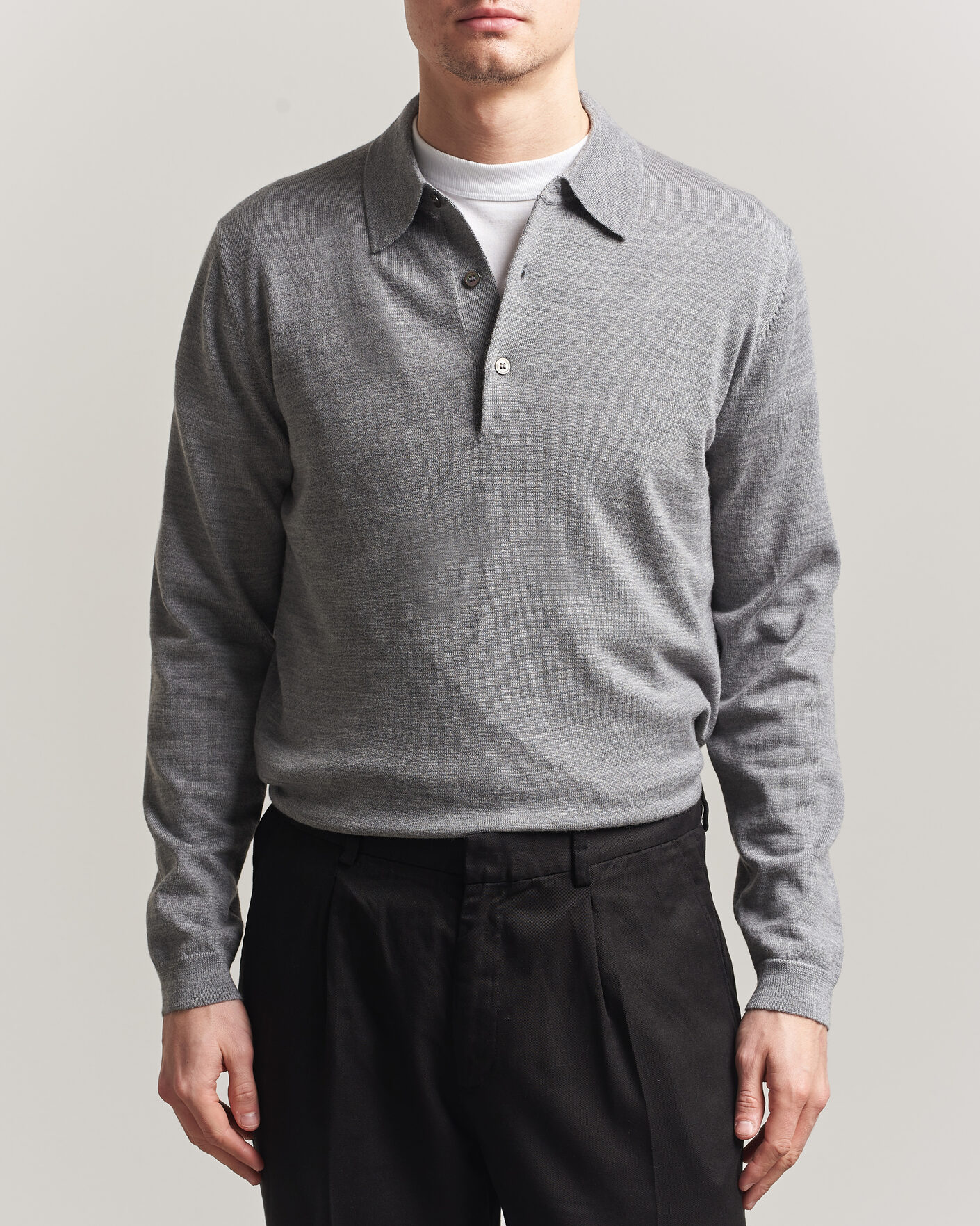 Herr | Tröjor | A Day's March | Ambroz Merino Polo Grey Melange
