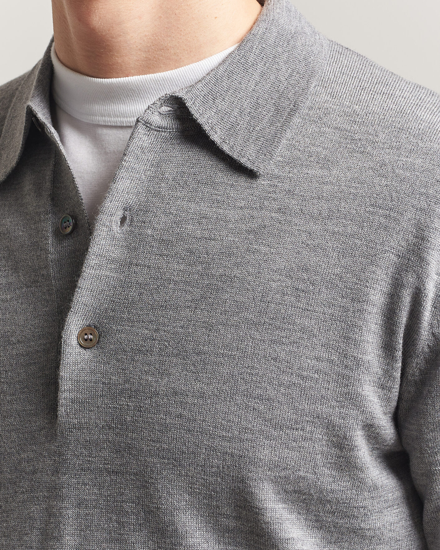 Herr | Tröjor | A Day's March | Ambroz Merino Polo Grey Melange