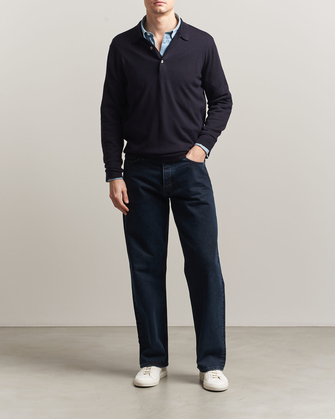 Herr | Tröjor | A Day's March | Ambroz Merino Polo Navy