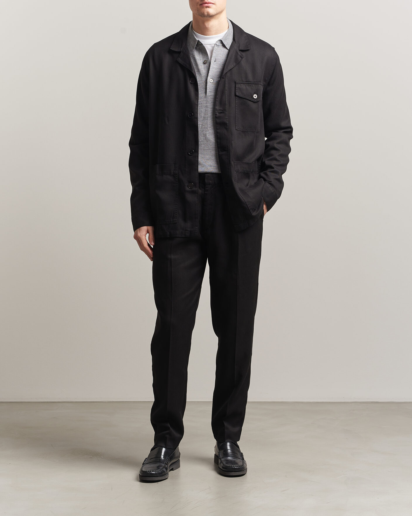 Herr | Byxor | A Day's March | Smart Lyocell Trousers Black