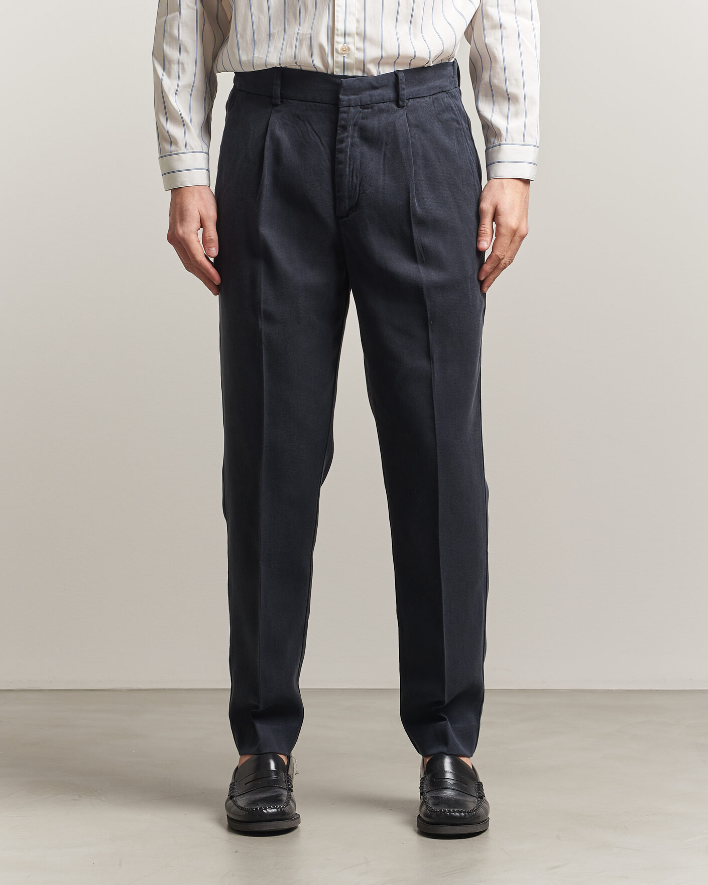 Herr | Byxor | A Day's March | Smart Lyocell Trousers Navy