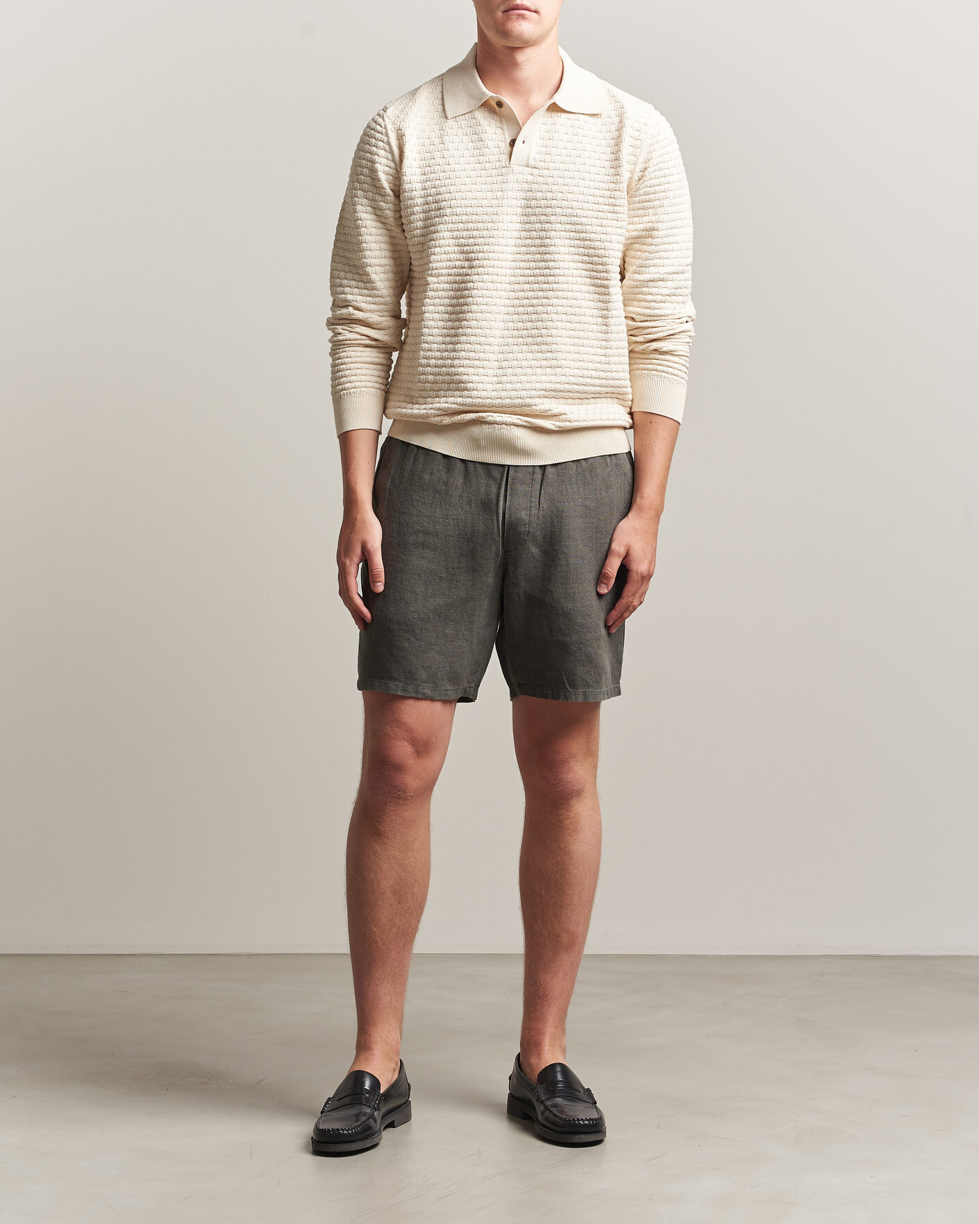 Herr | Shorts | A Day's March | Ipu Linen Drawstring Shorts Olive