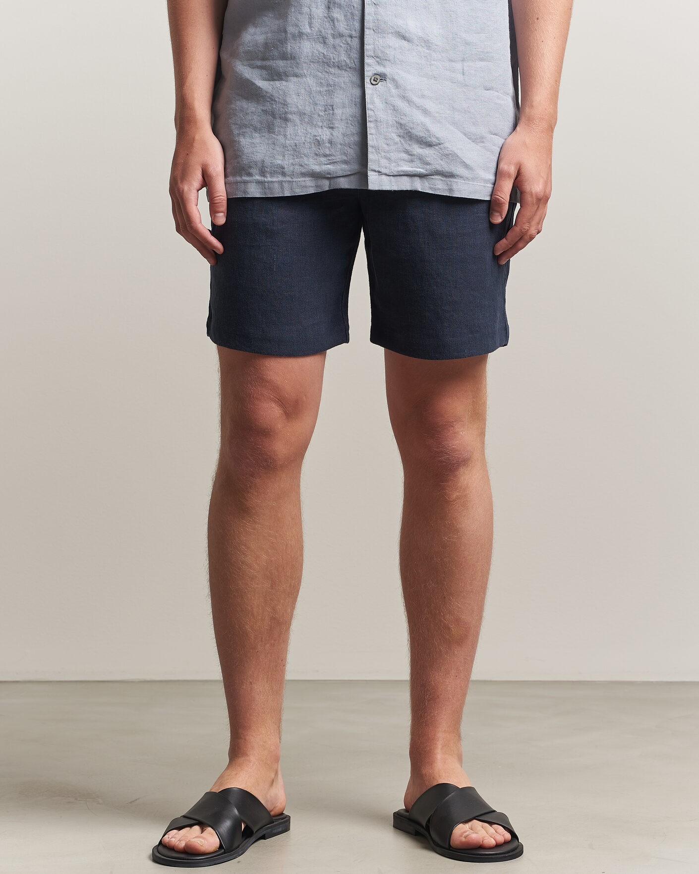 Herr | Shorts | A Day's March | Luny Linen Shorts Navy