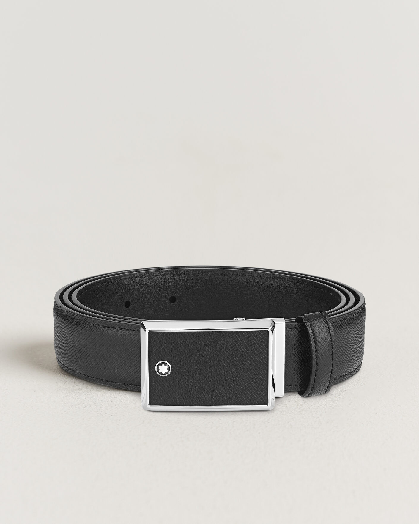 Herr | Bälten | Montblanc | Marquetry Plate 30mm Leather Belt Black