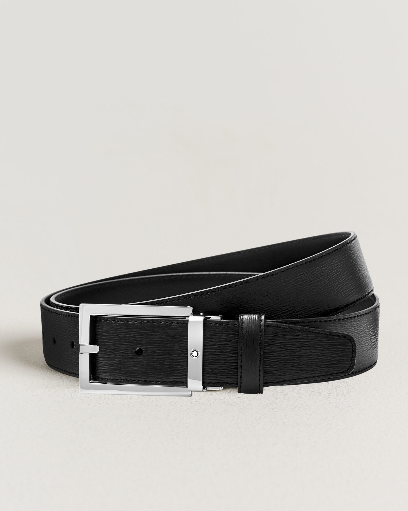 Herr | Bälten | Montblanc | Rectangular 35mm Leather Belt Black
