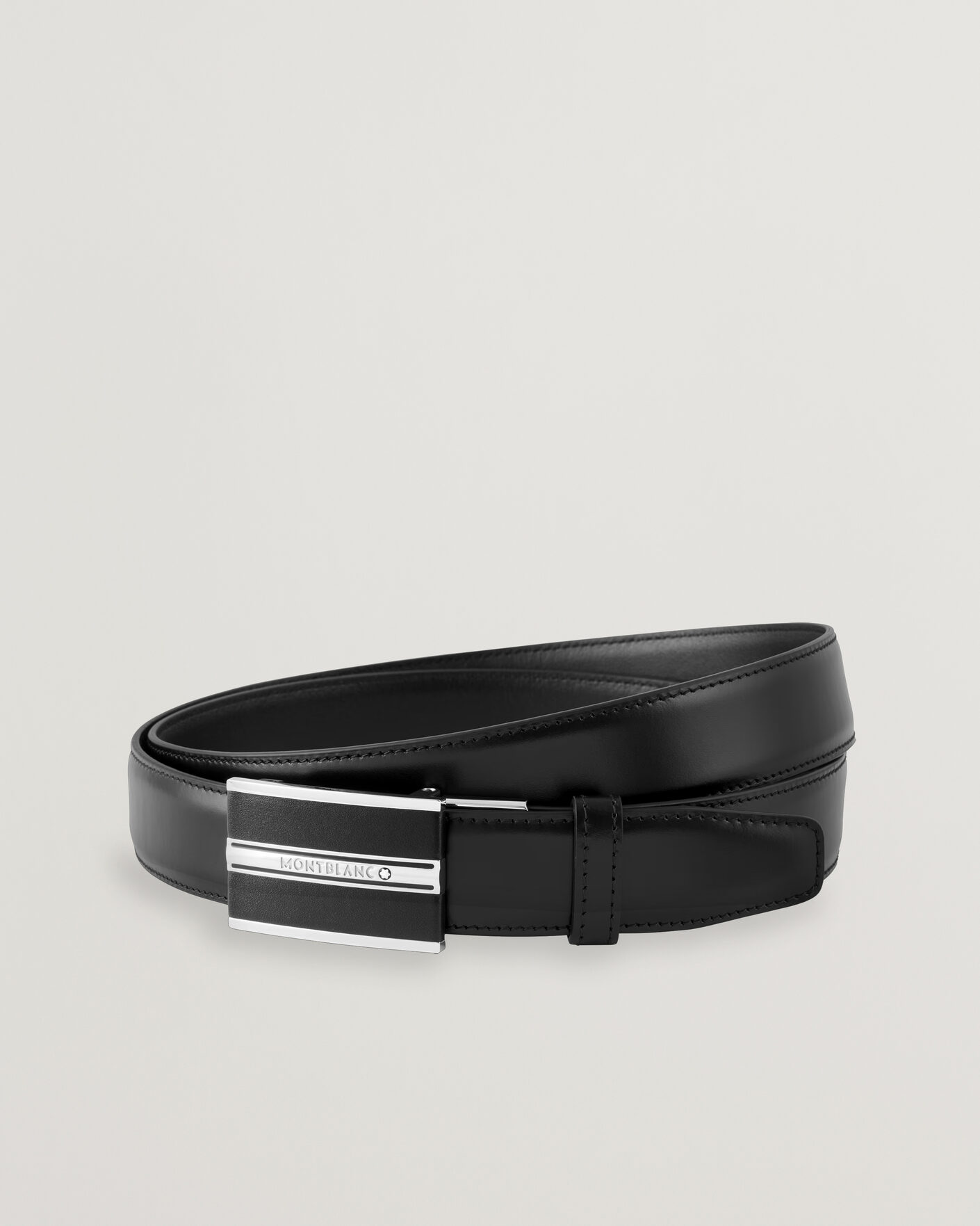 Herr | Montblanc Plate 30mm Leather Belt Black | Montblanc | Plate 30mm Leather Belt Black