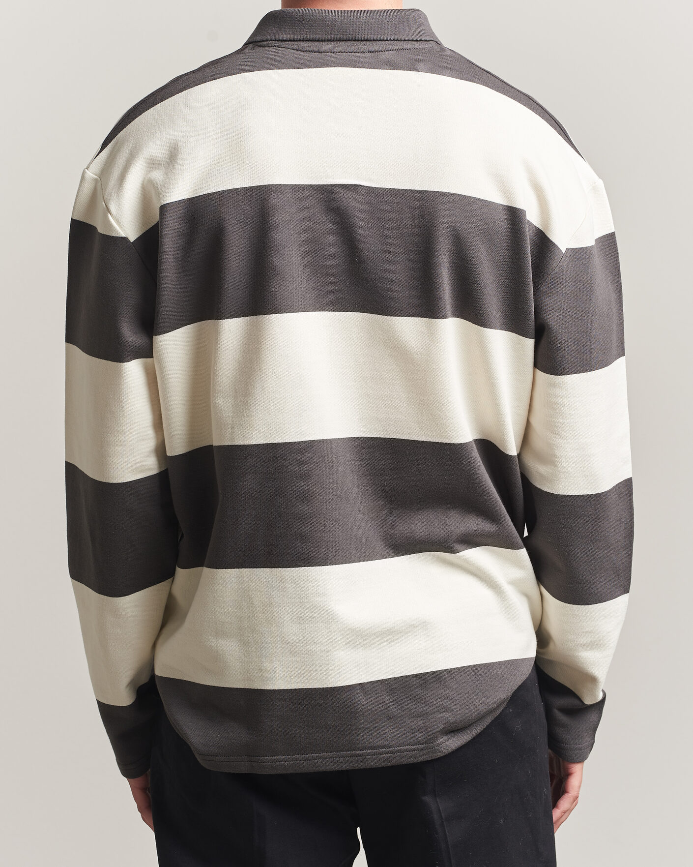 Herr | Tröjor | LES DEUX | Prince Striped Long Sleeve Polo Raven Gray