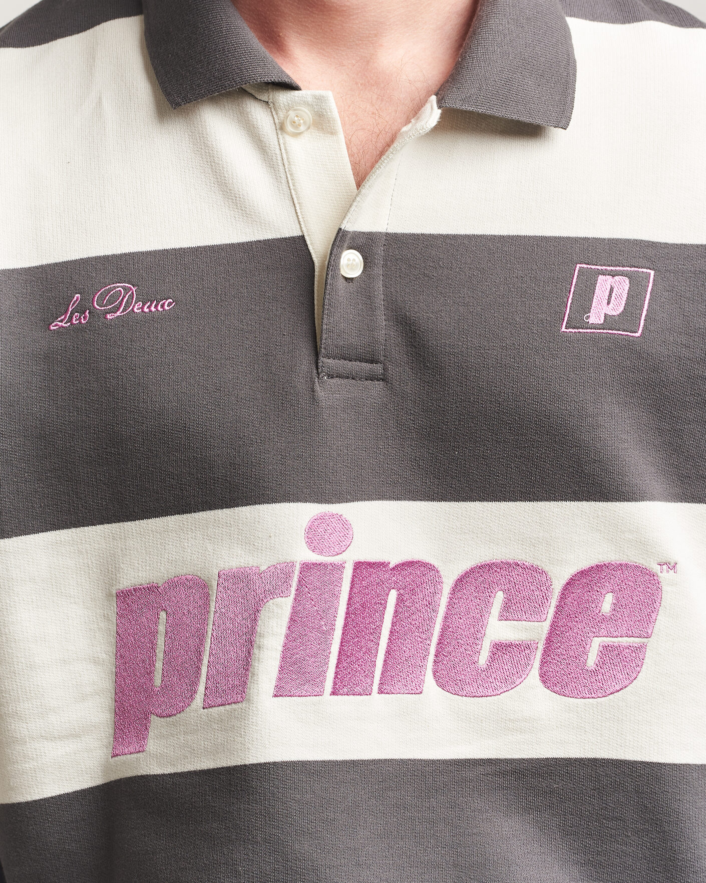 Herr | Tröjor | LES DEUX | Prince Striped Long Sleeve Polo Raven Gray