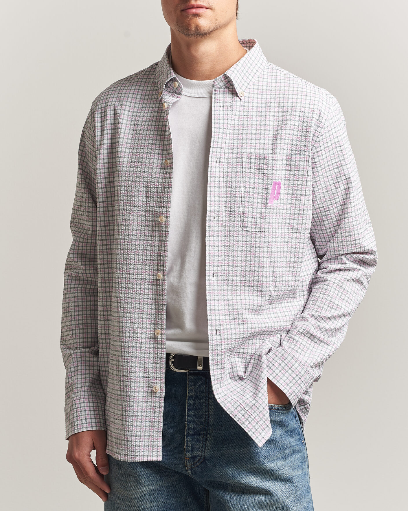 Herr | Skjortor | LES DEUX | Prince Seersucker Check Shirt Ivory