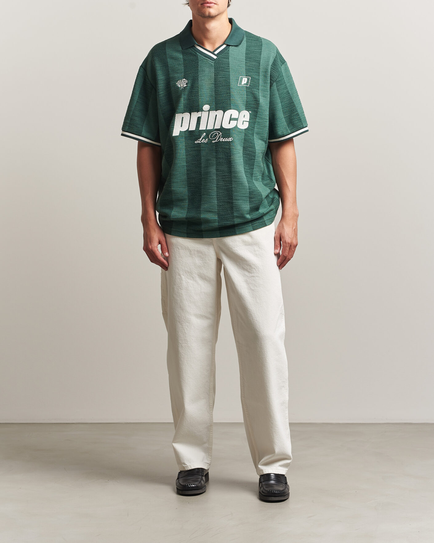 Herr | Pikéer | LES DEUX | Prince Stripe Jaquard Polo Pineneedle Green
