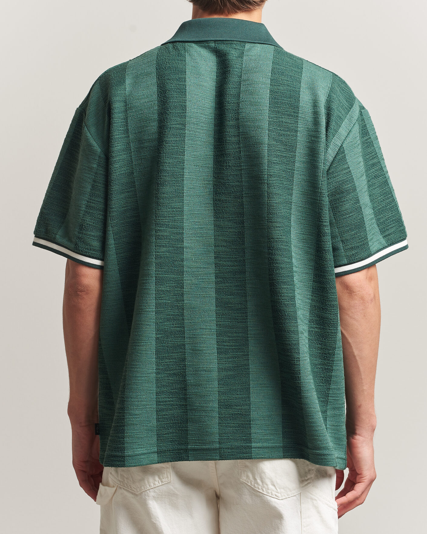 Herr | Pikéer | LES DEUX | Prince Stripe Jaquard Polo Pineneedle Green