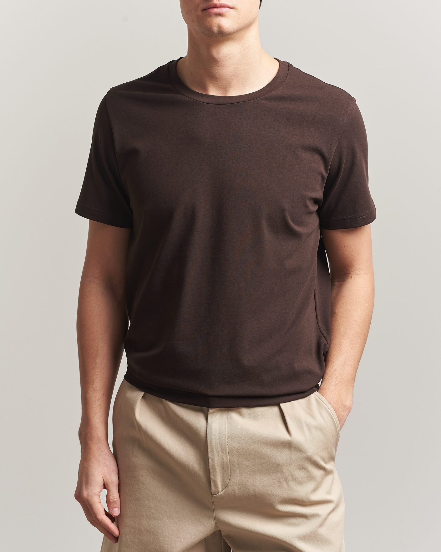Herr | T-Shirts | Filippa K | Soft Lycra T-Shirt Dark Chocolate