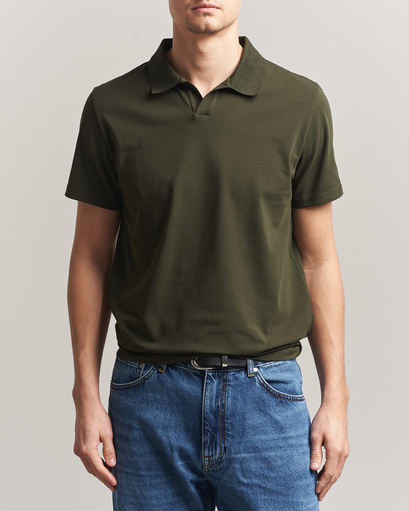 Herr | Pikéer | Filippa K | Soft Lycra Polo T-Shirt Midnight Olive