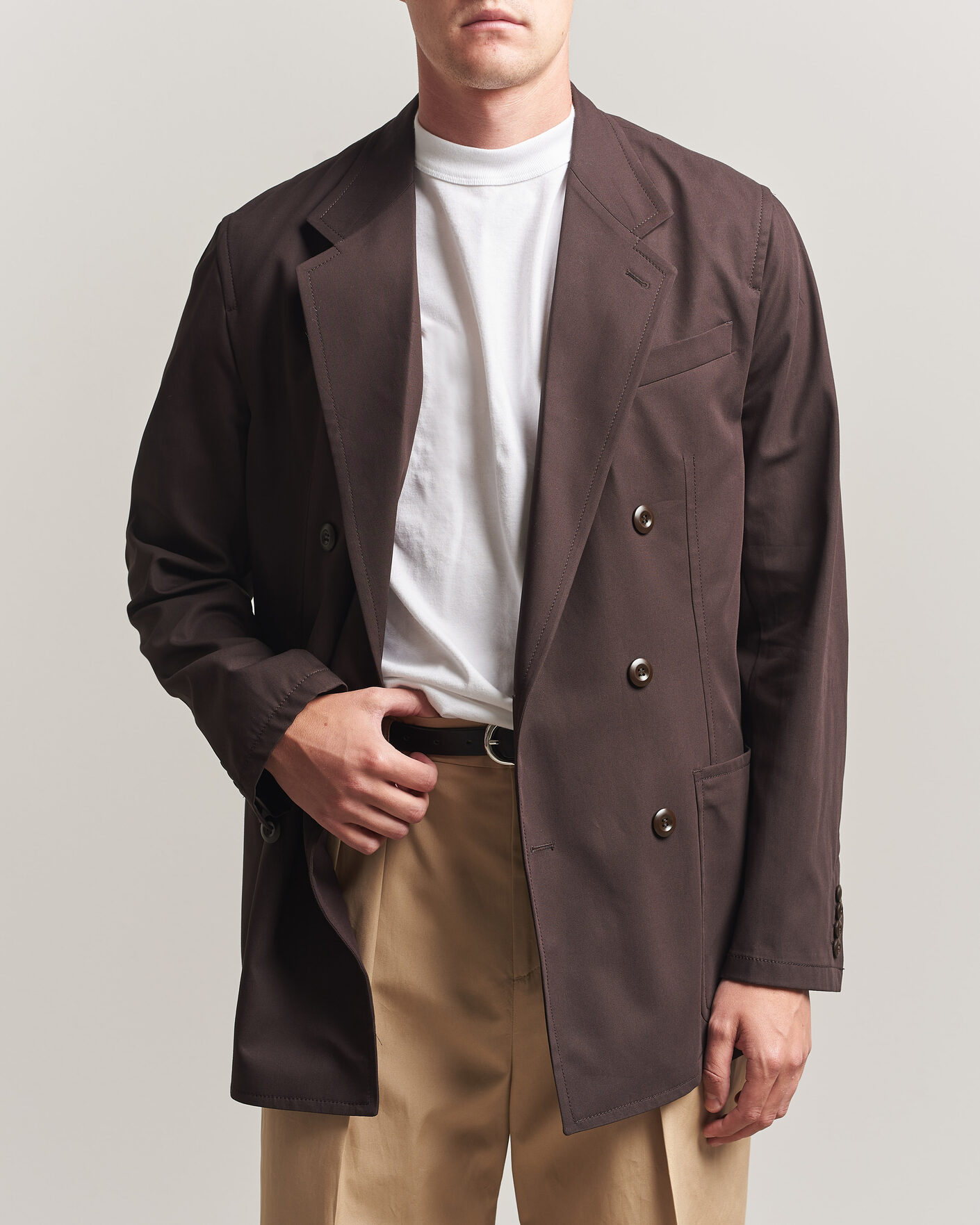 Herr | Kavajer | Filippa K | Reese Cotton Double Breasted Blazer Dark Chocolate