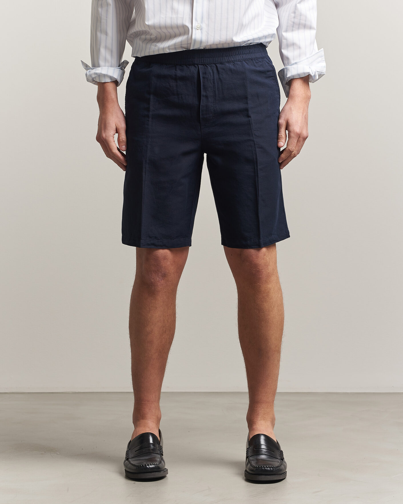 Herr | Shorts | Filippa K | Theo Relaxed Linen/Cotton Drawstring Shorts Navy