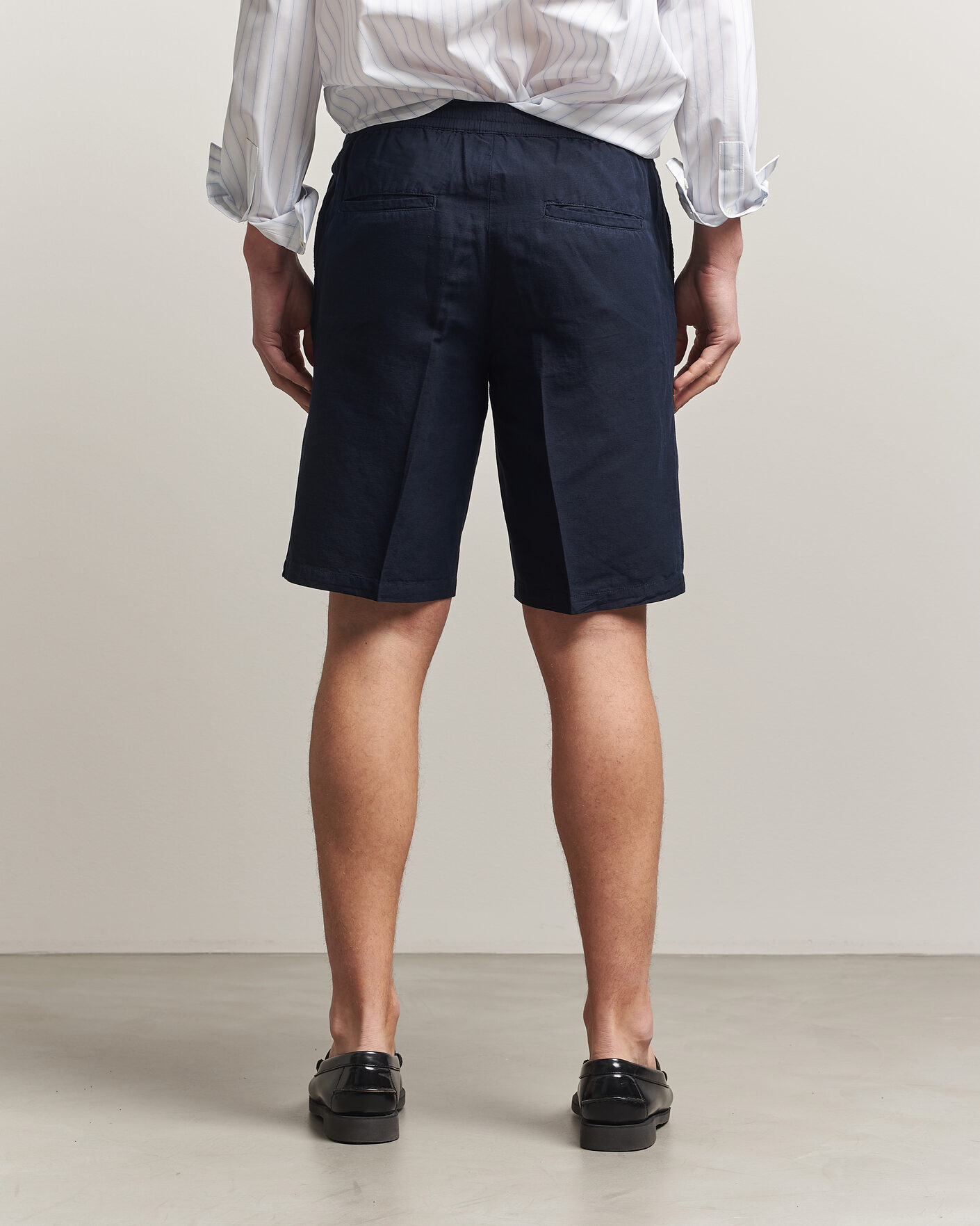 Herr | Shorts | Filippa K | Theo Relaxed Linen/Cotton Drawstring Shorts Navy
