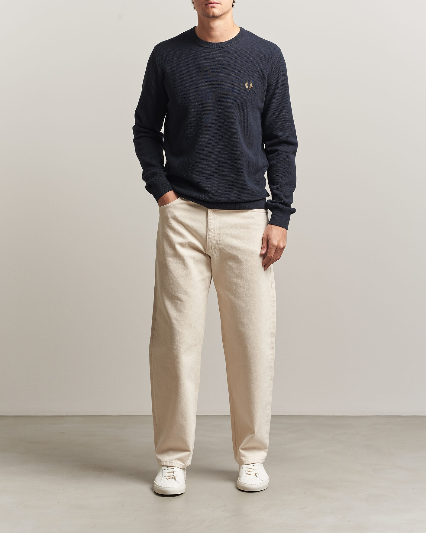 Herr | Tröjor | Fred Perry | Piqué Stitched Sweater Navy