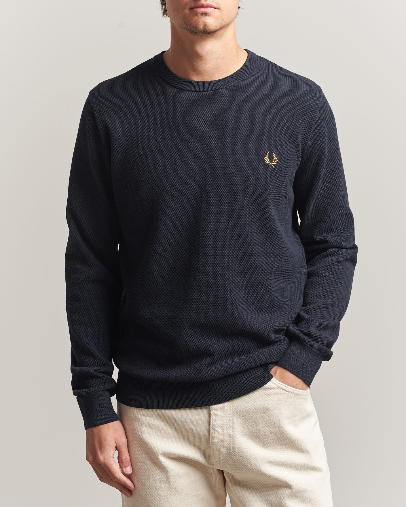 Herr | Tröjor | Fred Perry | Piqué Stitched Sweater Navy