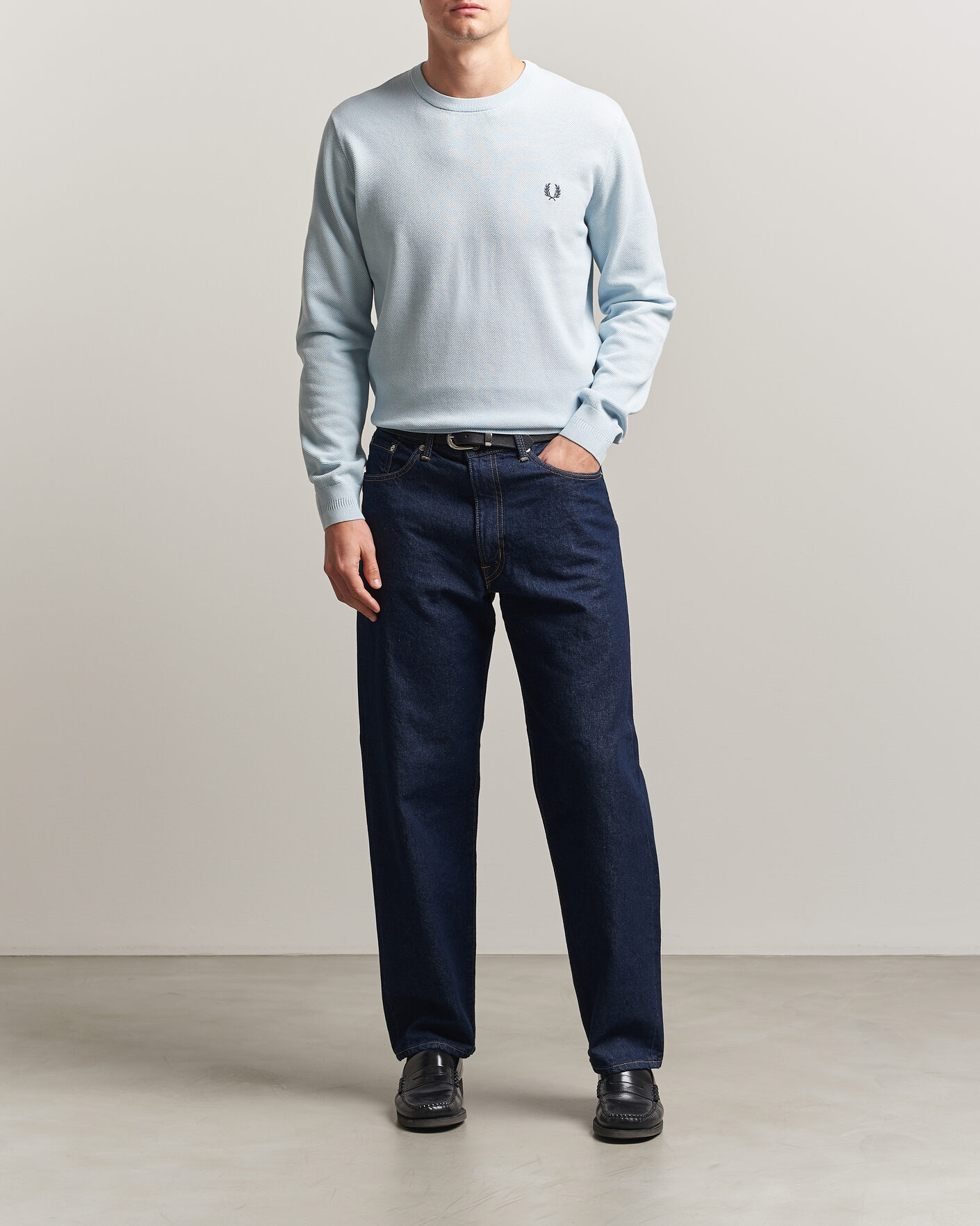 Herr | Tröjor | Fred Perry | Piqué Stitched Sweater Light Ice