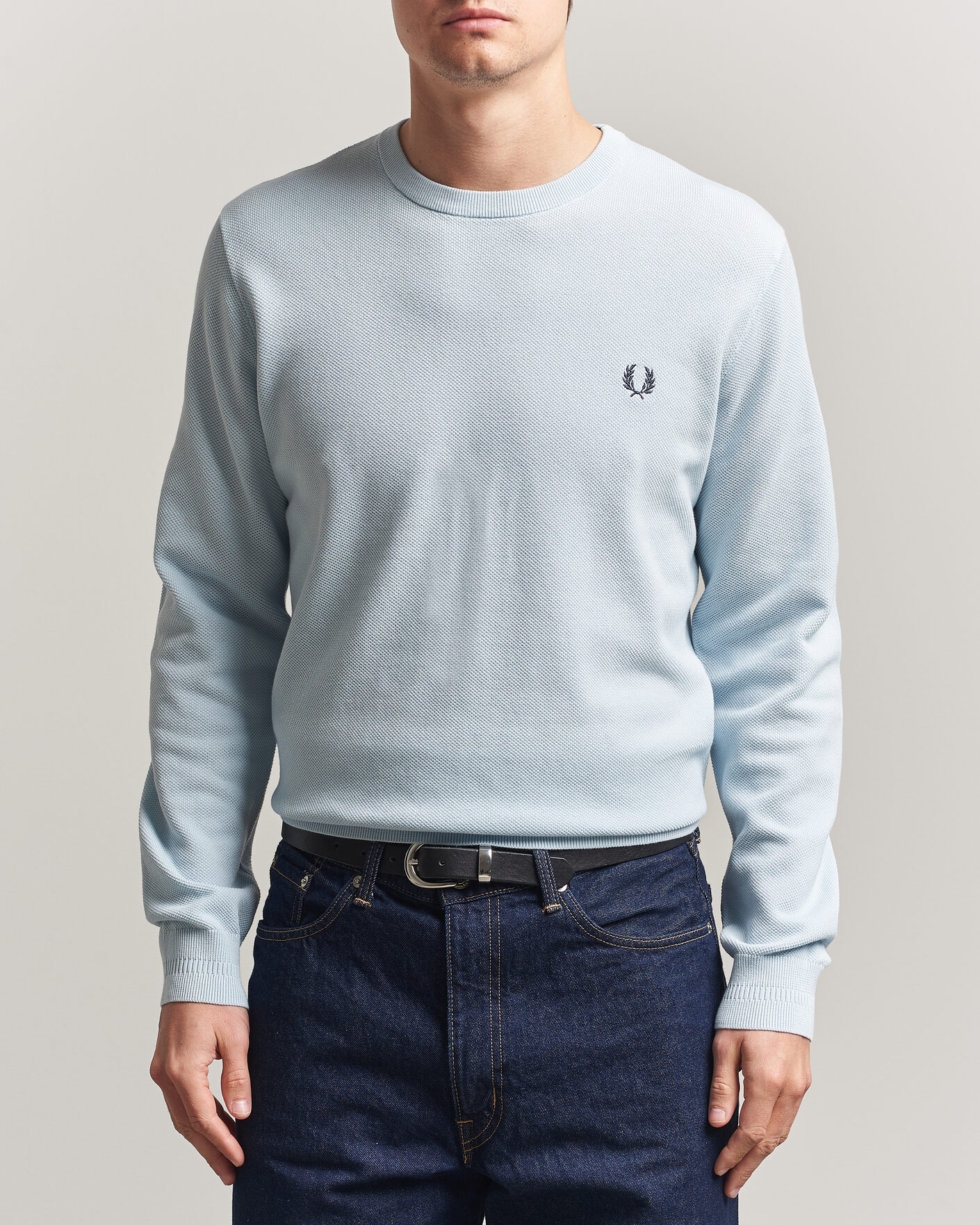 Herr | Tröjor | Fred Perry | Piqué Stitched Sweater Light Ice