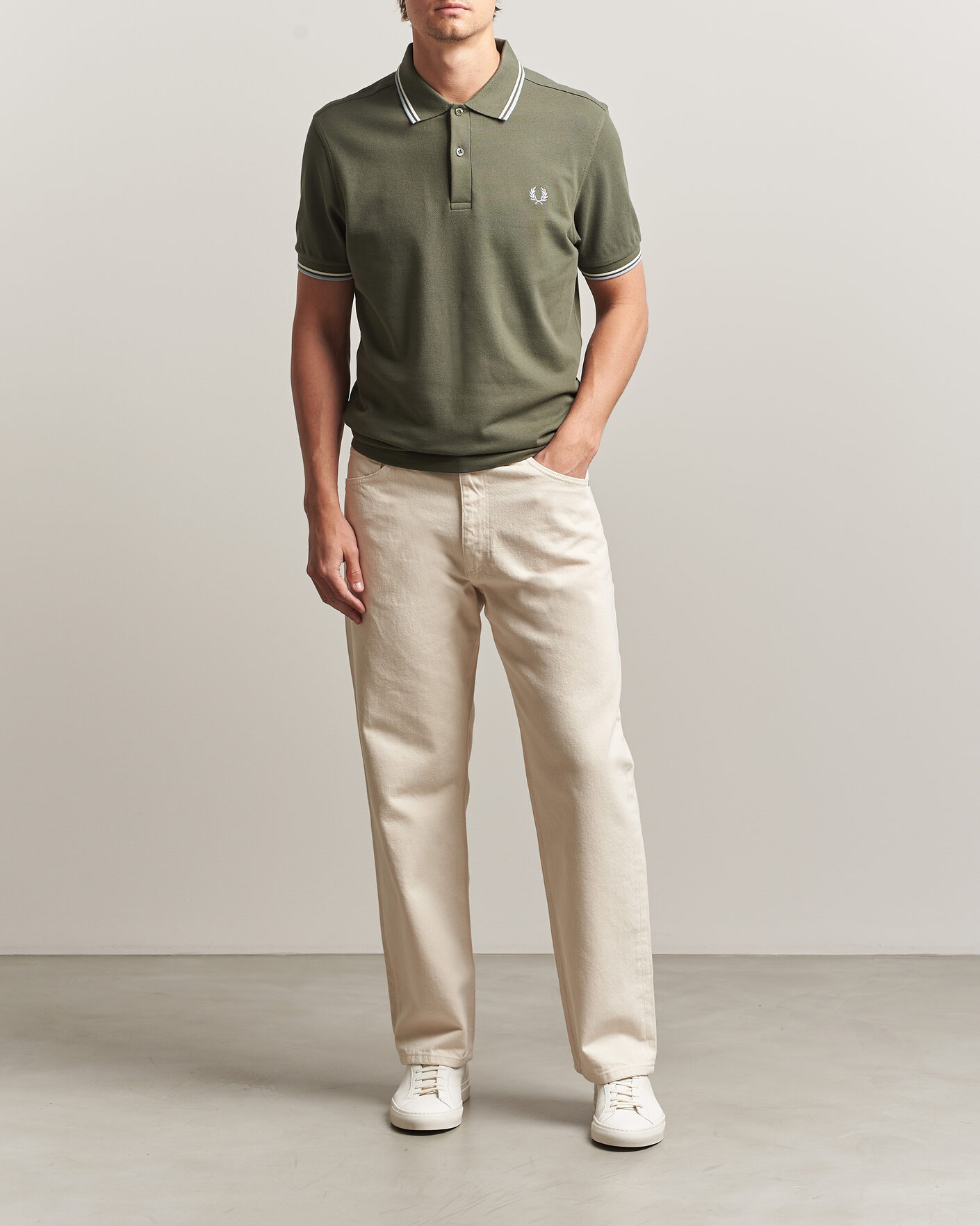 Herr | Pikéer | Fred Perry | Twin Tipped Polo Shirt Laurel Wreath Green