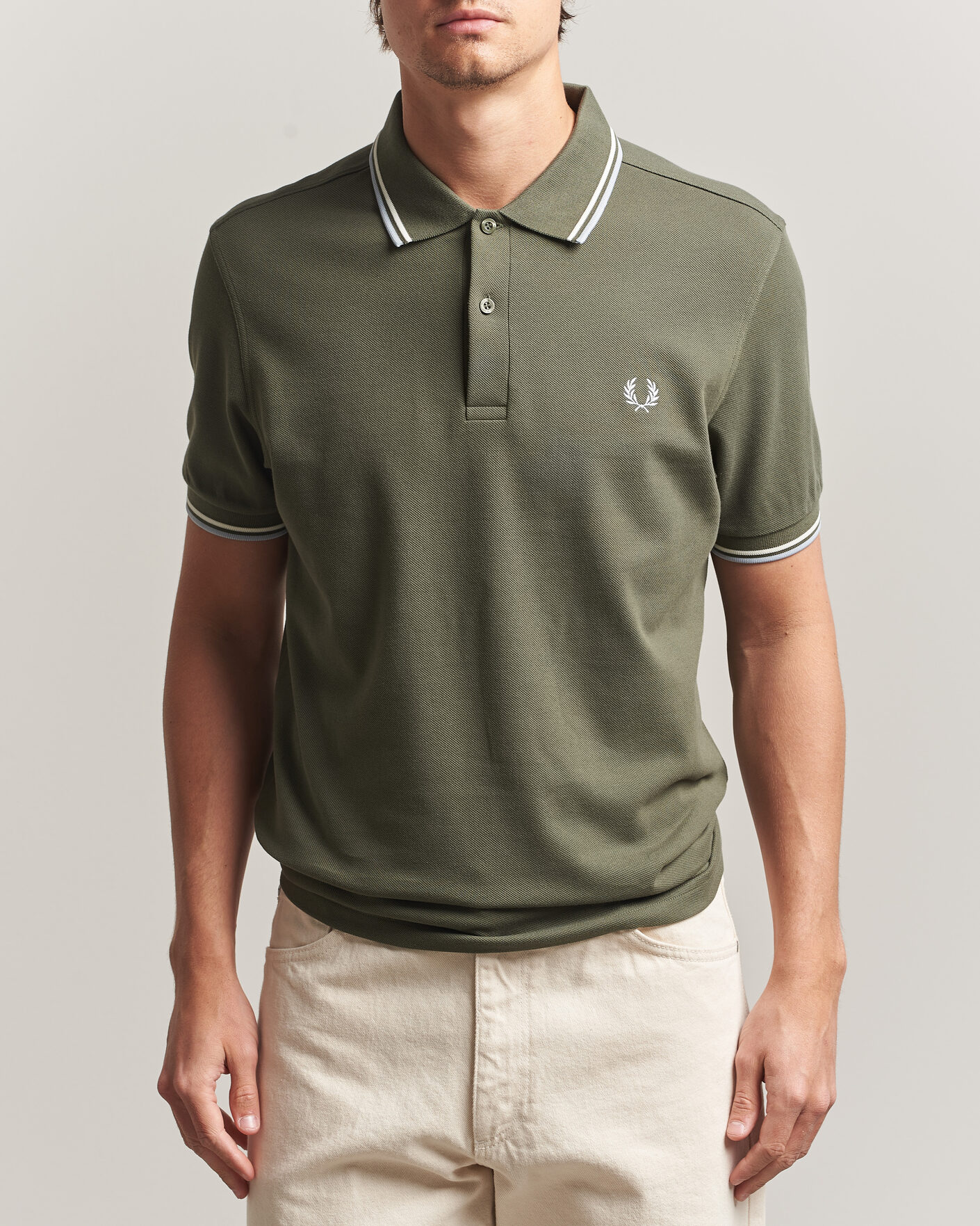 Herr | Pikéer | Fred Perry | Twin Tipped Polo Shirt Laurel Wreath Green