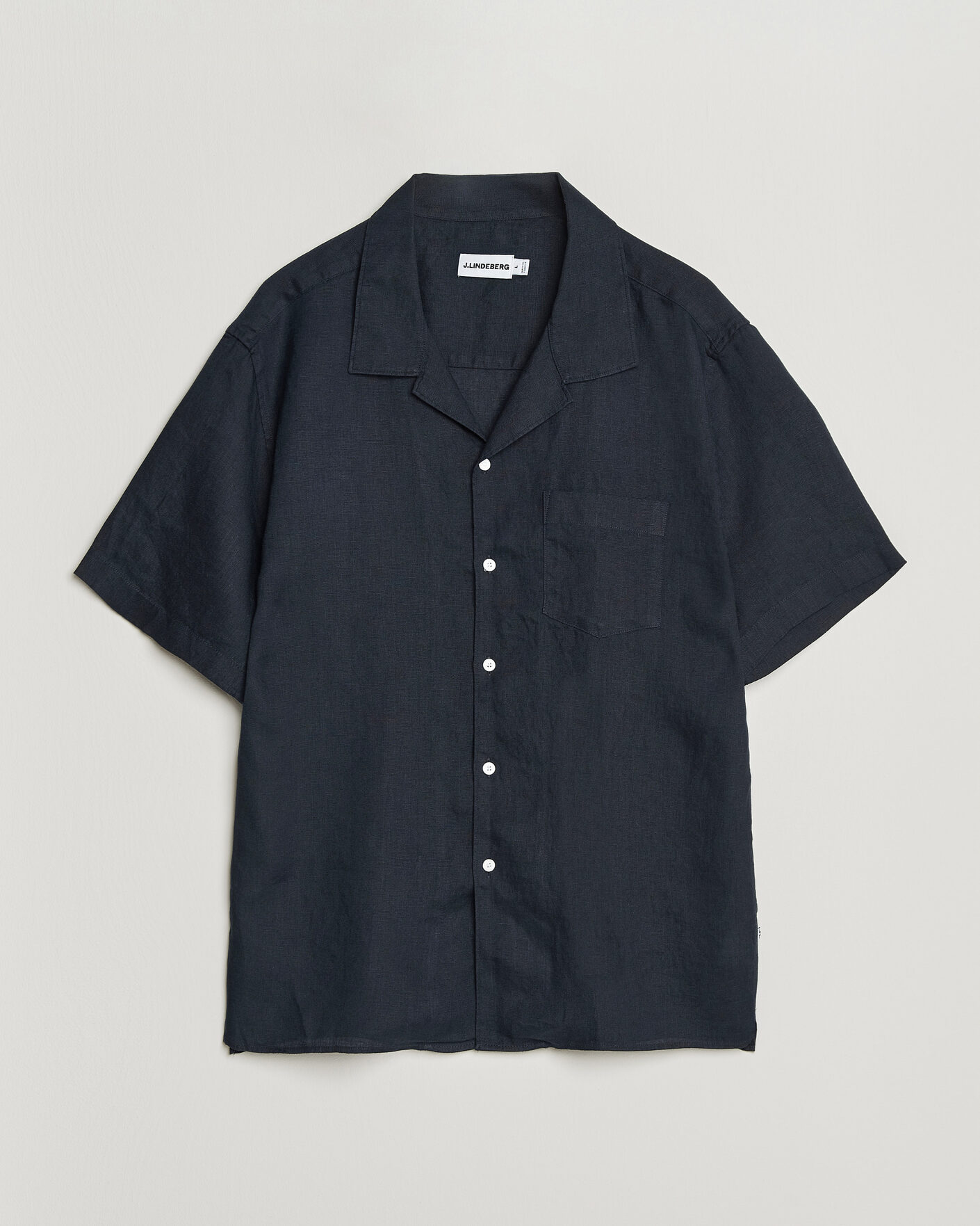Herr | Skjortor | J.Lindeberg | Elio Linen Short Sleeve Shirt Navy